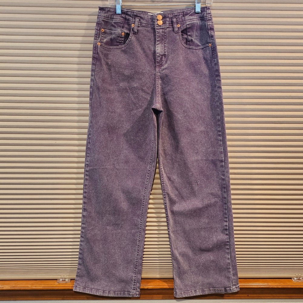Dear John Purple Acid Wash Wide Leg High Rise Jeans Womens 29 Stretch